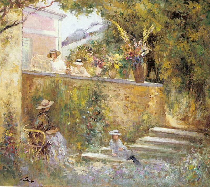 Lebasque, Henri Nono and Marthe in the Garden with Madame Lebasque oil painting picture